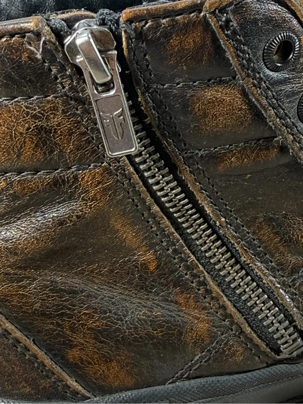Frye Greene Black Brown Leather High-Top Sneakers Men’s Size 7
